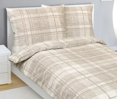 Zdjęcie produktu dla Pościel bawełniana – beżowa, biała – 140x200, 70x90