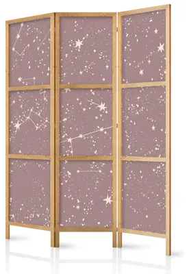 Produktbild von Muralo Japanischer PARAVENT 3-teilig Raumteiler klappbar PREMIUM-Vliesleinwand STERNE für Schlafzimmer 135cmx172cm