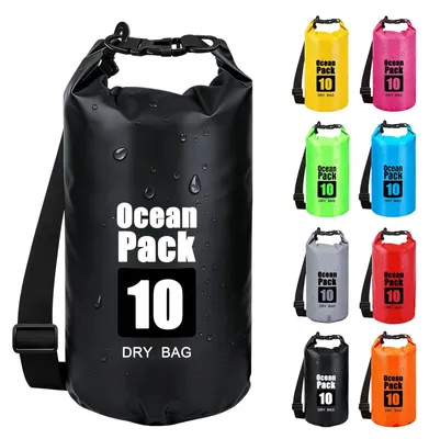 Produktbild von Dry Bag Packsack Wasserdichte Tasche - Rollverschluss - 10 L - Schwarz - Für Kajak und Strand