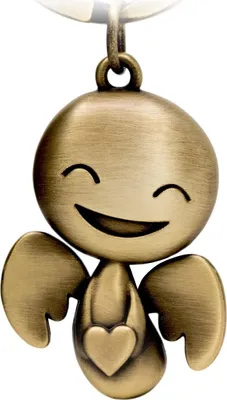 Produktbild von FABACH Schutzengel Schlüsselanhänger Happy mit Herz - Niedlicher Engel Anhänger aus Metall - Geschenk Glücksbringer Auto Partner - Fahr vorsichtig