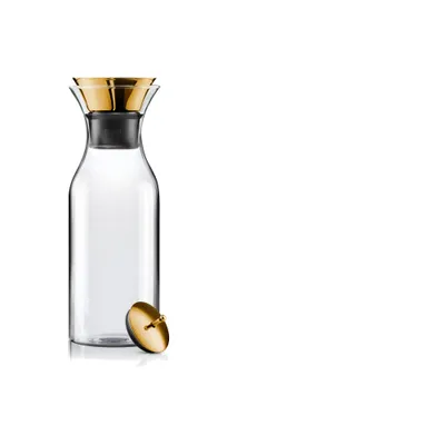 Image de Eva Solo Carafe pour réfrigérateur avec couvercle basculant, verre borosilicaté, acier inoxydable revêtu de PVD, silicone, Brass, 1 L, 568054