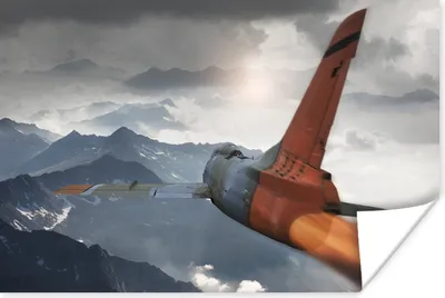 Produktbild von MuchoWow® Poster Ein Armee-Kampfjet über den Bergen 180x120 cm - Fotoplakat