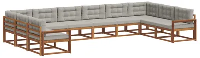 Produktbild von vidaXL Outdoor-Sofagarnitur mit Kissen 10 pcs Natürlich und Hellgrau