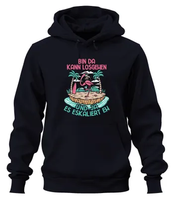 Produktbild von Bin da kann losgehen eskaliert flamingo strand party Hoodie Kapuzenpullover, Navy, S