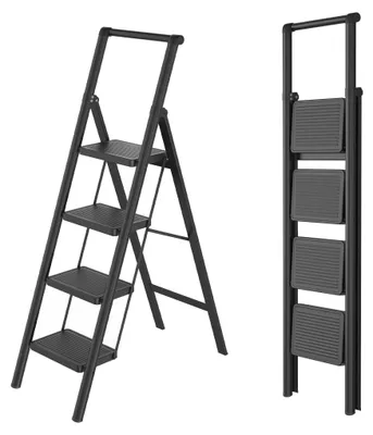 Obrázok produktu pre Klimací – Skladacia rebrík – 4 schodíky s madlom – Maximálna nosnosť 270 kg
