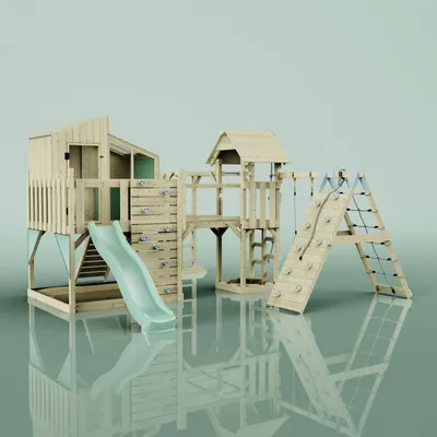 Produktbild von OutdoorToys Spielturm Tammo aus Holz in Grün Babyschaukel