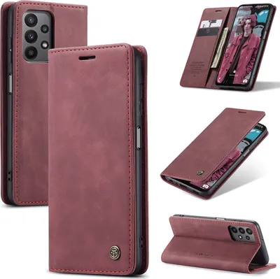 Image de Galaxy A23 4G Cover, RetroPolyuréthaneLeather Case with Stand Function Protection Case for Samsung Galaxy A23 4G Red