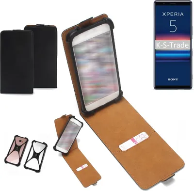Produktbild von K-S-Trade Handyhülle Schutzhülle kompatibel mit Sony Xperia 5 Hülle Case Cover Flip Style Bumper schwarz 1x