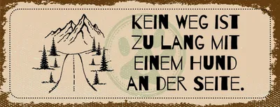 Produktbild von vianmo Holzschild 10x27 cm Kein weg zu lang Hund