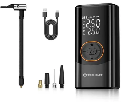 Obrázek produktu pro Techsuit - Car Compressor AirXpert Pro bezdrátový kompresor do auta, baterka, LED displej, 1500 mAh - černý