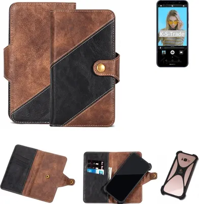 Produktbild von K-S-Trade Handy Hülle Schutz Hülle Schutzhülle Bookstyle Case kompatibel mit Huawei Y6 2018 Handy Cover Hülle Schutztasche 1x