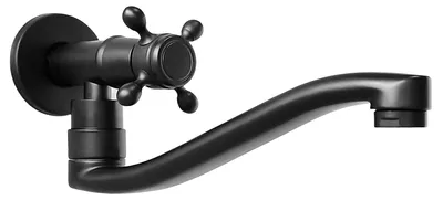 Wandkraan Kaltwasser schwarz, 360° drehbar, G1/2, 21 cm