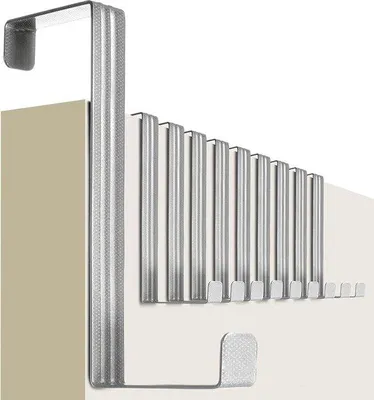 Obrázek produktu pro Nerezové háčky na dveře - 10 kusů - 36-41 cm x 95 cm - Háčky na dveře skříně z obou stran