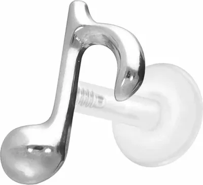 Produktbild von Ohrpiercing, Nasenpiercing PTFE Labret mit Innengewinde + Titan-Aufsatz ACHTELNOTE Silber Stablänge: 6mm | Stabstärke: 1,2mm