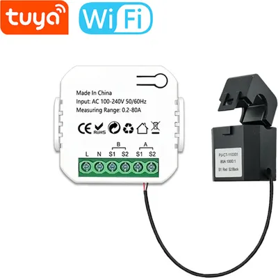 Produktbild von Tuya Wifi Inteligentný merač energie Solárny fotovoltaický systém Spotreba energie Obojsmerný monitorovací merač Mobilephone APP Control Power Monitor s CT