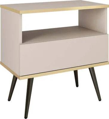 Produktbild von FURNLUX Nachttisch Oro Beige Und Schwarz 54cm / Hauptfarbe: Beige / Abmessungen: 54 x 39 x 59 cm