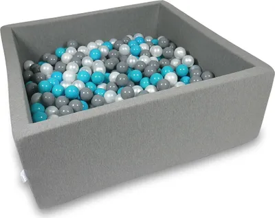 Produktbild von Trockenbecken 110x110x40cm grau mit 600 Bällen: türkis, grau, perl