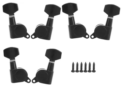 Image de 6 mécaniques à verrouillage pour guitare électrique à caisse fermée, accessoires, noir