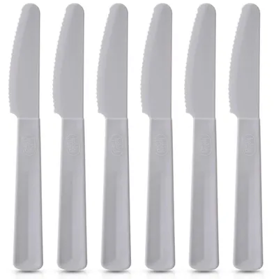 Obrázek produktu pro Plastové jídelní nože, šedé – sada 6 kusů, 17,5 cm