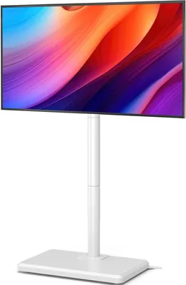 Zdjęcie produktu dla Stojak TV do montażu na podłodze - Mebel pod telewizor - Oglądanie telewizji - Regulowana wysokość - Dla telewizorów 26-55 cali - Biały