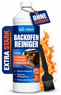 Produktbild von bio-chem Backofenreiniger EXTRA STARK 1000ml Gel Paste inkl. Pinsel I Selbstarbeitender Fettlöser für Backofen, Herd & Grill | Löst Eingebranntes ohne Aufheizen, Schrubben & Gerüche I DE