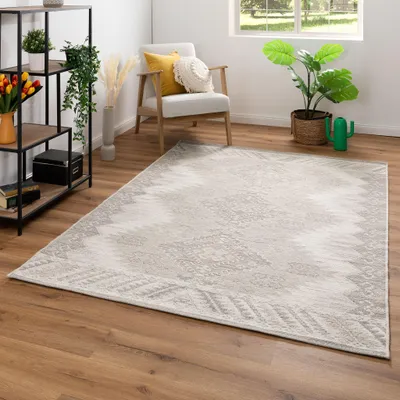 Produktbild von Steffensmeier Kurzflor Teppich Amelia | Wohnzimmer | Beste Qualität | Pflegeleicht | Modern | Creme, Größe: 160x230 cm