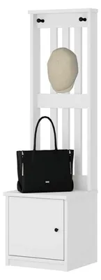 Produktbild von Garderobenständer SANDNES Weiß 45x40x159,5 cm Massivholz Kiefer, Flurgarderobe mit Schuhablage