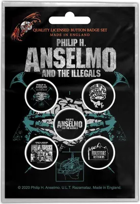 Image de Philip H. Anselmo & The Illegals - Cerveau - Badge - Plastique, Métal RO7289 (Taille unique) (Noir/Blanc)