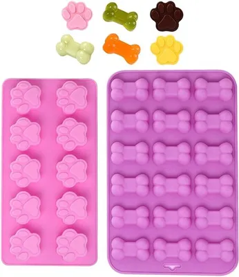 Wiederverwendbare Silikonformen für Hundepfote und Hundeknochen, 10 und 18 Vertiefungen, ideal zum Backen von Kuchen