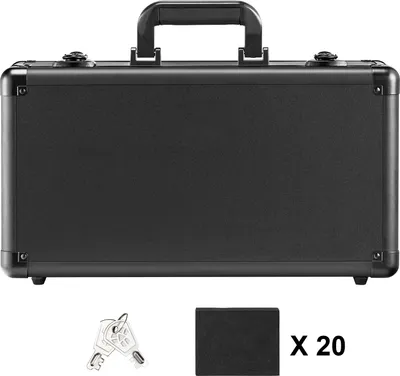 Obrázok produktu pre SucceBuy úložný box na hodnotené karty, 4 priehradky, puzdro na hodnotené športové karty so zámkom na kľúč a penovými priehradkami, na 108 kariet s hodnotením PSA, 76 kariet BGS