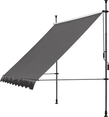 Produktbild von Klemmmarkise 200x130cm Grau Balkonmarkise Sonnenschutz Terrassenüberdachung Höhenverstellbar von 200-290cm Markise Balkon ohne Bohren