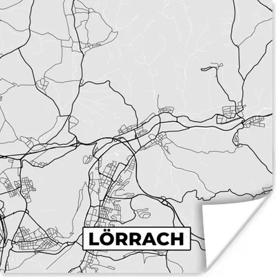 Produktbild von MuchoWow® Poster Karte - Deutschland - Lörrach - Karte - Stadtplan 100x100 cm - Babyzimmer