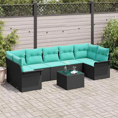 Image de Maison Exclusive - Ensemble canapé de jardin 8 pièces en polyrotin noir
