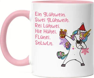 Produktbild von Glühwein Tasse Rosa Alkohol Advent Weihnachtsmarkt Wein Weihnachten Weihnachtsmarkt Einhorn Betrunken Party