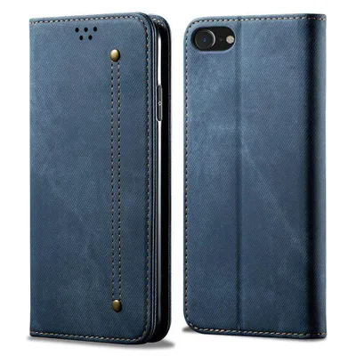 Immagine prodotto di custodia per iPhone 8, custodia a portafoglio in pelle con chiusura magnetica e funzione stand per iPhone 6 / 6s / 7 / 8 blu