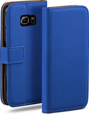 Produktbild von moex® Book Case kompatibel mit Samsung Galaxy S6 Edge - Hülle 360 Grad klappbar, Blau