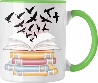 Produktbild von Trendation - Bücher Lesen Tasse Geschenk Leseratte Bücherwurm Buch (Grün)
