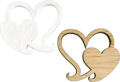 Produktbild von Doppelherz Streudeko Hochzeit Holzherzen 3cm, 72 Stk, Tischdeko Weiß Natur, 72 Stück
