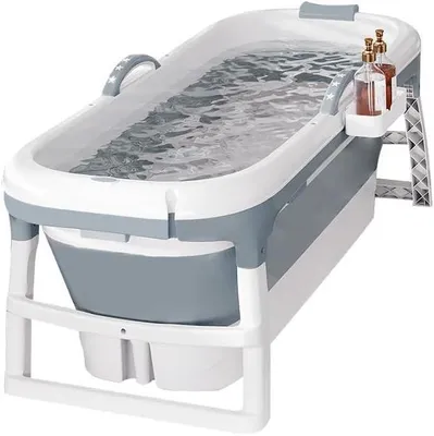 Productafbeelding van Opvouwbare badkuip - Draagbaar bad - Ontspannen thuis - Met deksel en massage - 118 x 60 x 53 cm