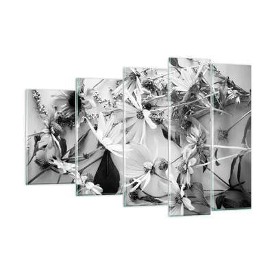 Produktbild von Bilder auf glas - 5 Teile - Blumen Schwarzweiß Fotografie - 150x100cm - Glasbilder - Wandbilder - Bilder - Wanddekoration aus Glas - Glas Bilder - Wandbild auf Glas - GEG150x100-4740