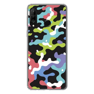 Produktbild von MuchoWow® Handyhülle Schutzhülle Hülle für Huawei P30 Lite Buntes Camouflage-Muster Silikon Softcase Handy Hülle - Handyhülle