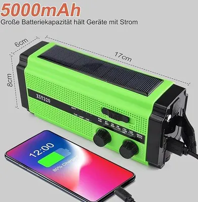 Obrázek produktu pro Nouzové rádio s dobíjecí baterií, SOS alarm, USB powerbanka, svítilna, AM/FM