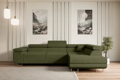 Produktbild von ALTDECOR Ecksofa mit Schlaffunktion und Bettkasten GUSA-L - 272x202x107 cm Grün - Corner Sofa Bett Eckcouch Couch L-Form Schlafcouch Ausziehbar Wohnlandschaft Schlafsofa Cauchsofa