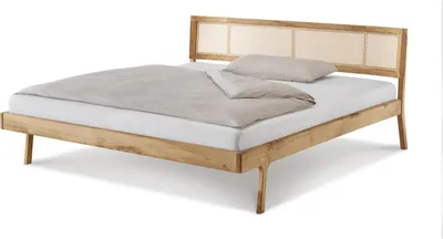Produktbild von Bett Fani 200x190 Sonderlänge Eiche Massiv Wiener Geflecht