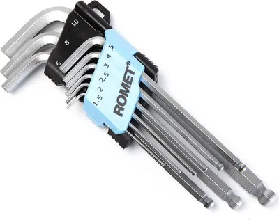 Produktbild von Sechskant Schlüssel Werkzeug Set - Lang mit Kugelkopf Set 9 teilig 1,5 - 10mm