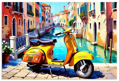Produktbild von ARTland Wandbild Alu für Innen & Outdoor Reise nach Venedig mit dem Motorroller Größe: 30x20 cm