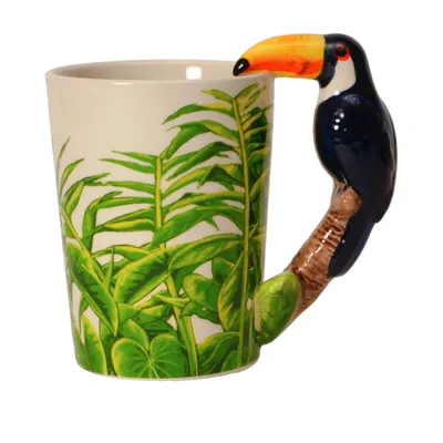 Produktbild von Tukan 3D Kaffeebecher mit Tukan als Griff aus Keramik
