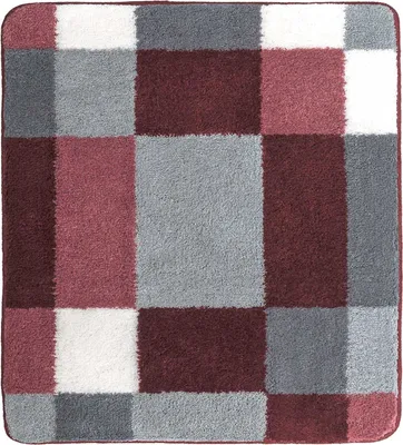 Produktbild von Badematte - Bordeaux - Grau - Weiß - Polyacryl - 50 x 60 cm