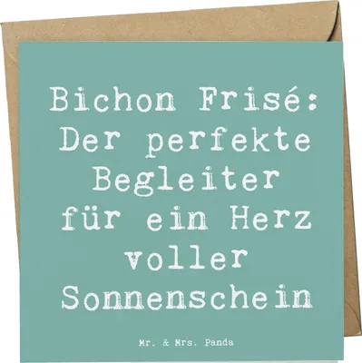 Produktbild von Mr. & Mrs. Panda Grußkarte Spruch Bichon Frisé Freude - Meeresbrise - Geschenk, anlasskarte, freundlich, Hunderassen Beschreibung, Hundeliebhaber, Eigenschaften, Hund