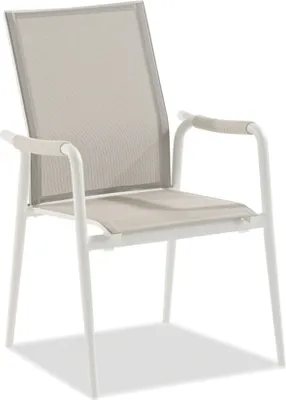 Produktbild von 4er Set Niehoff Costa Hochlehner Aluminium/Textilene Ivory/Taupe stapelbar